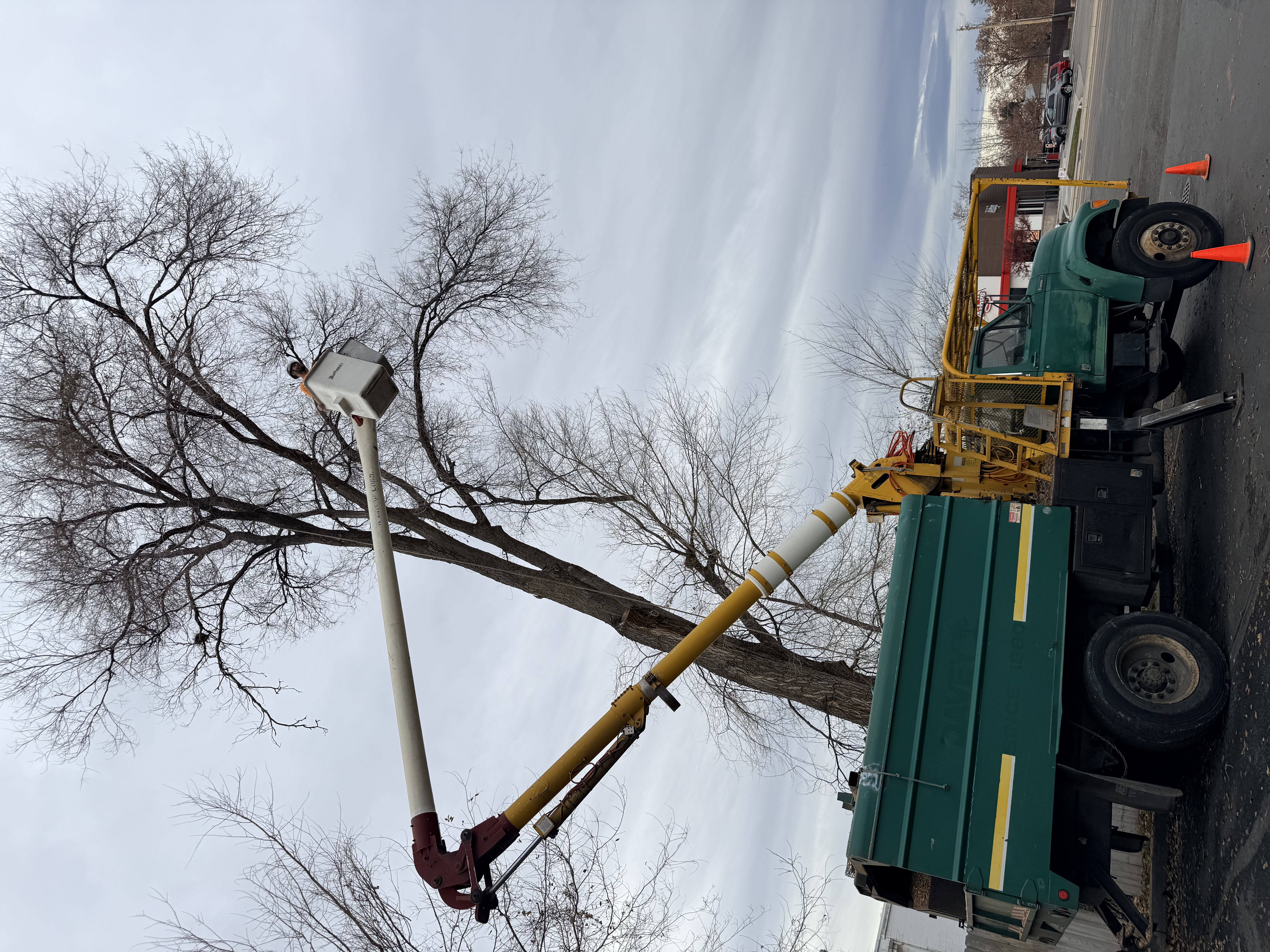 Boom truck in action